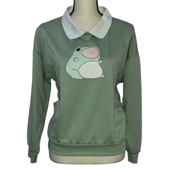 Oversized Women's Frog Pullover Sweatshirt - Picture 1 of 8